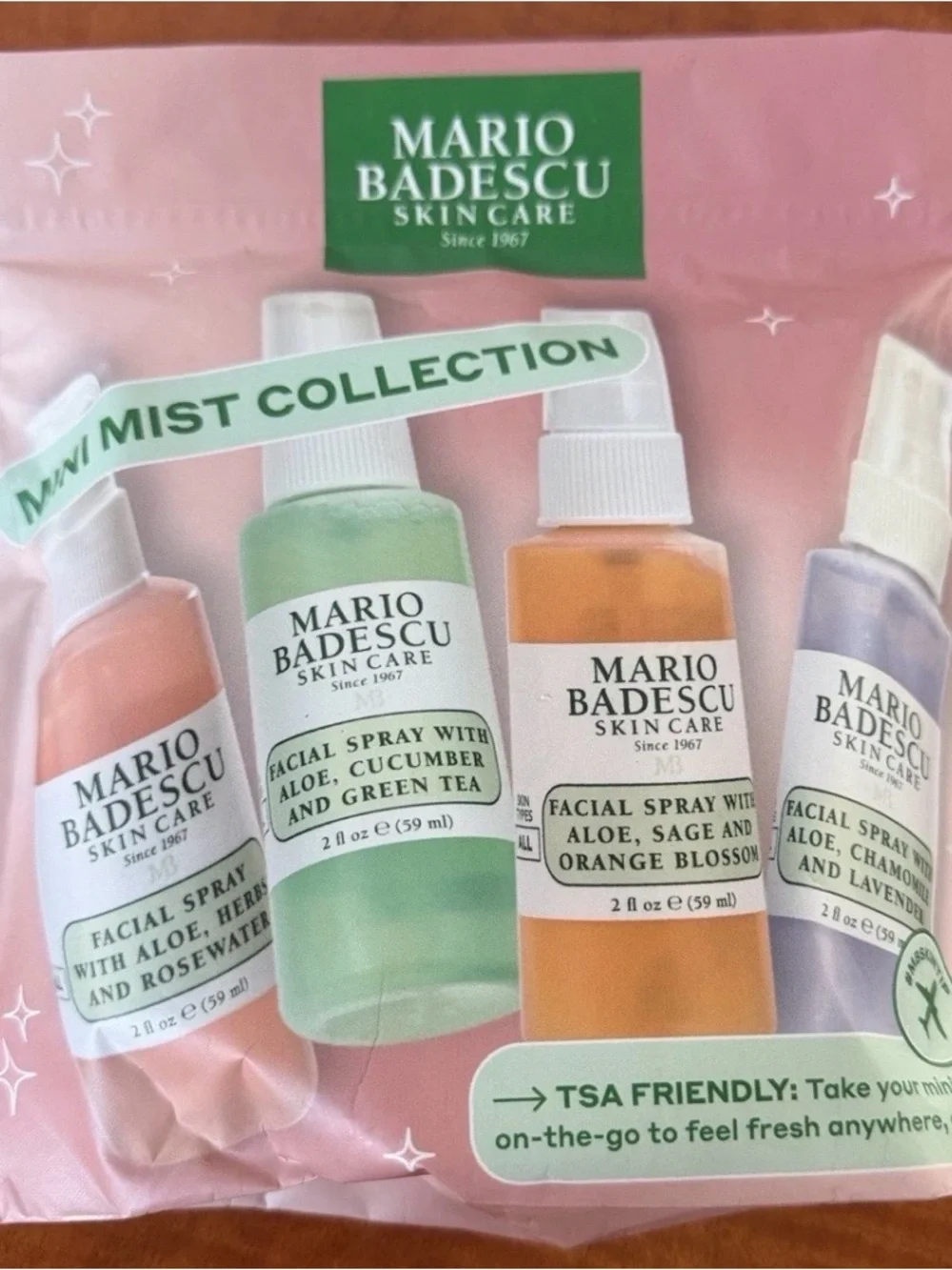 NEW Mario Badescu Mini Mist Collection Set 4 Travel Size Spray